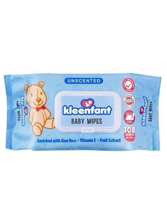 Kleenfant Unscented Baby Wipes (108s) edamama